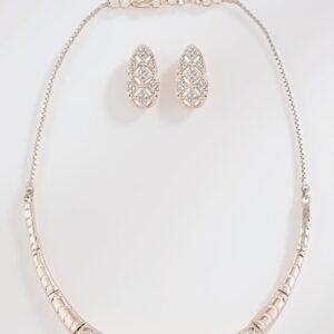 Home zaveri pearls rose gold cubic zirconia party bling necklace & earring set for women zpfk15274