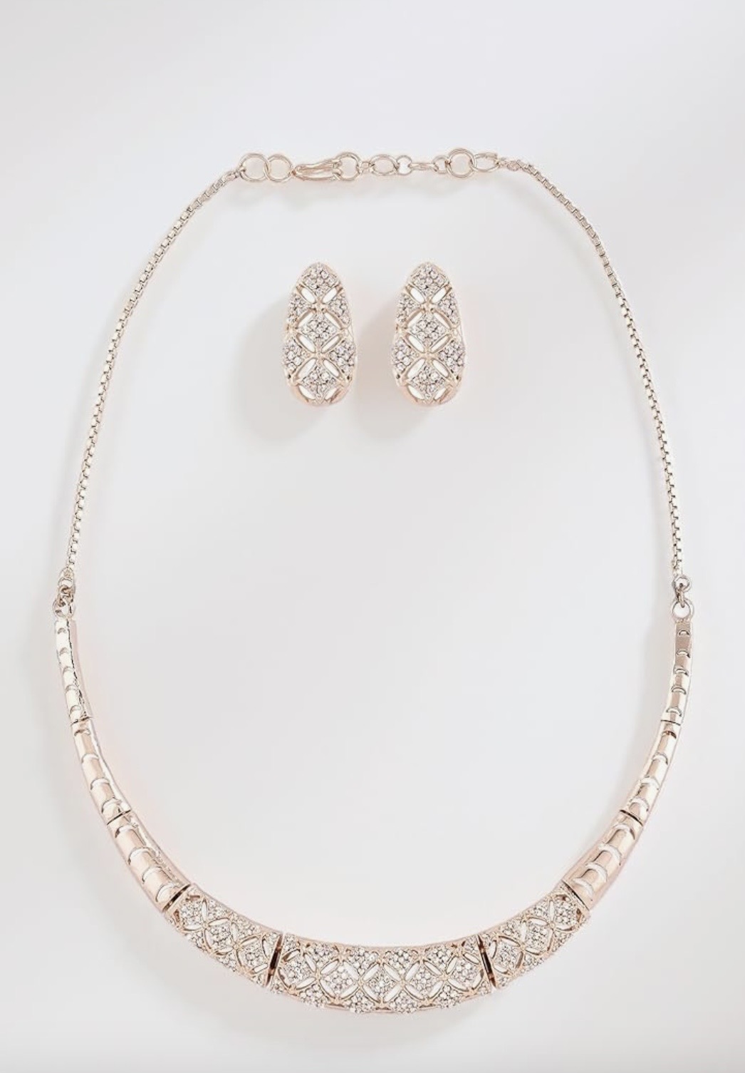 zaveri pearls rose gold cubic zirconia party bling necklace & earring set for women zpfk15274 zaveri pearls rose gold cubic zirconia party bling necklace & earring set for women zpfk15274