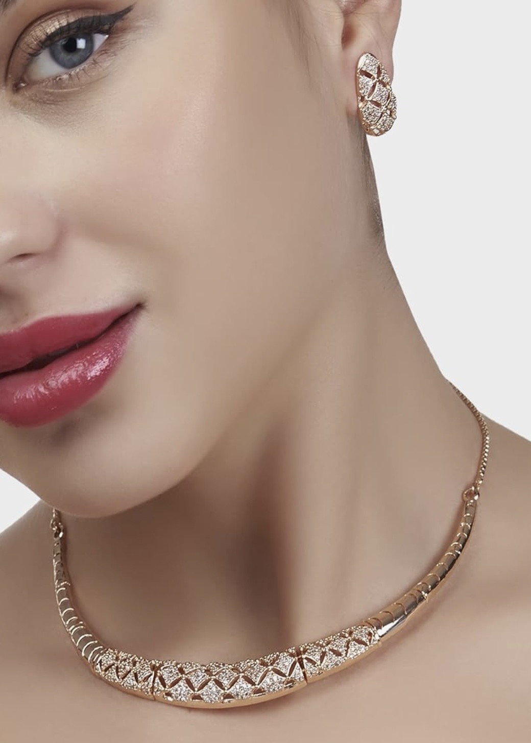 zaveri pearls rose gold cubic zirconia party bling necklace & earring set for women zpfk15274 zaveri pearls rose gold cubic zirconia party bling necklace & earring set for women zpfk15274