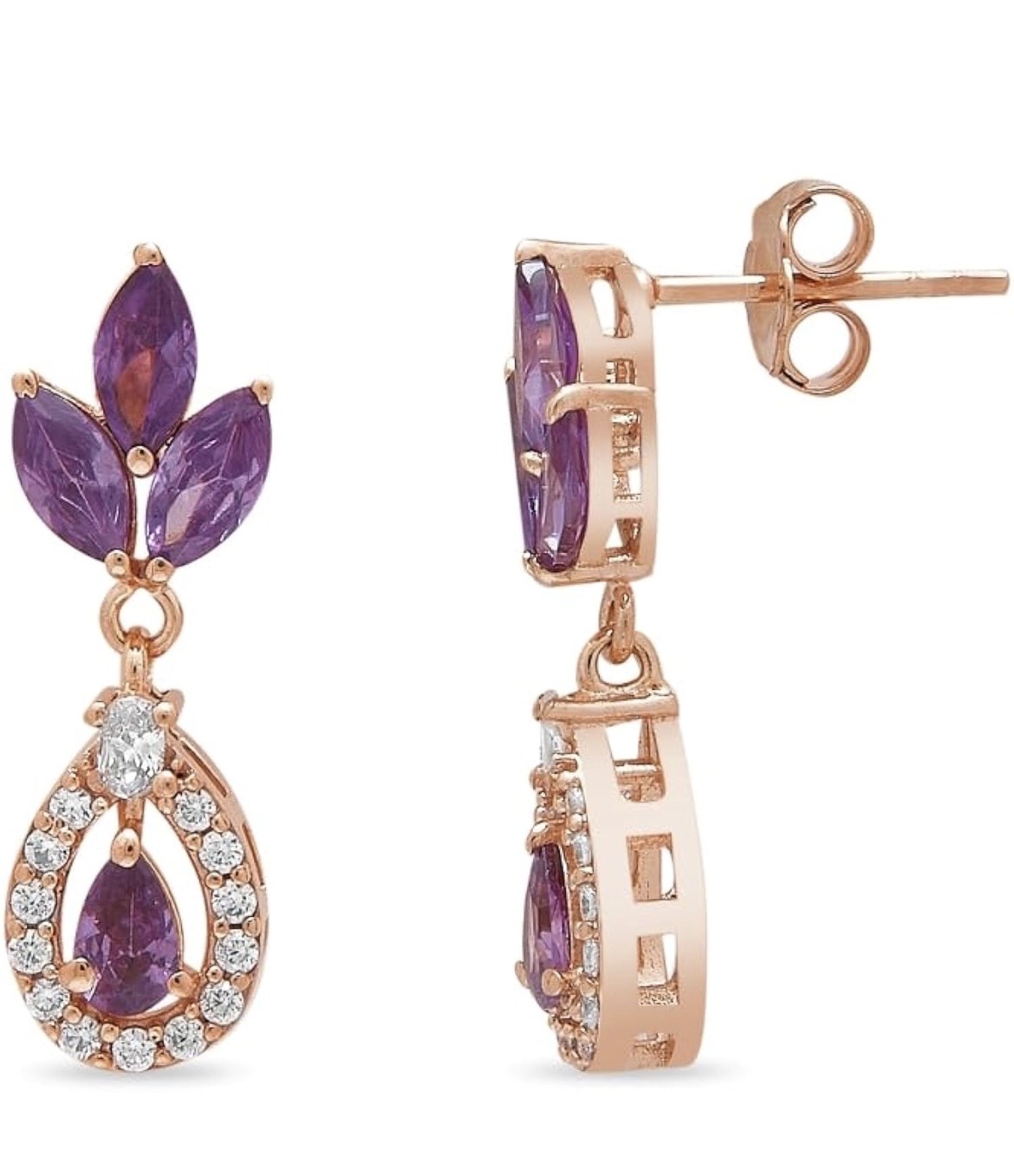 zavya 925 sterling silver petals luxe rose gold plated women's jewelry set | gift for women and girls | with certificate of authenticity and 925 hallmark