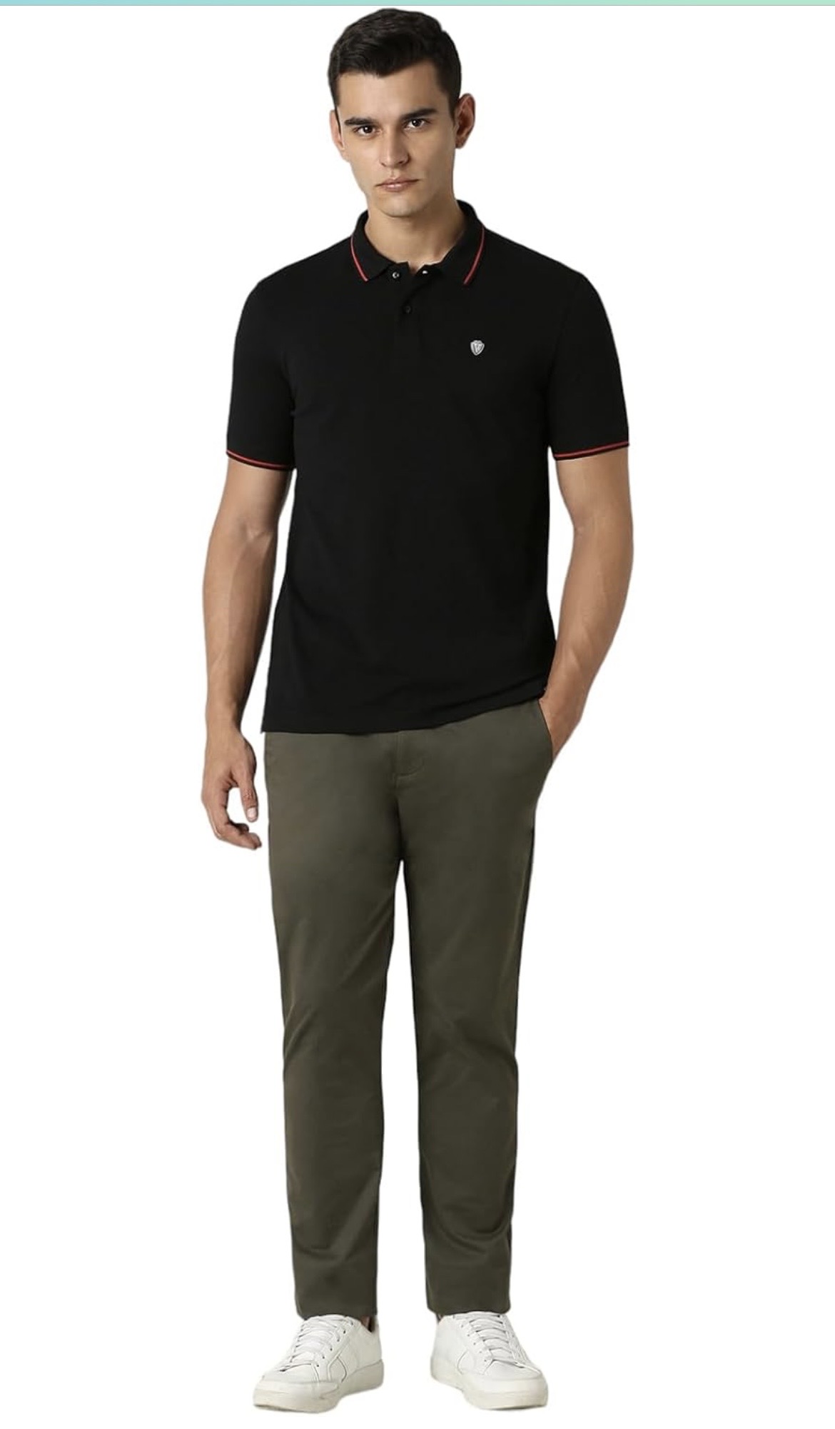van heusen men's cotton solid regular fit collar polo t shirt